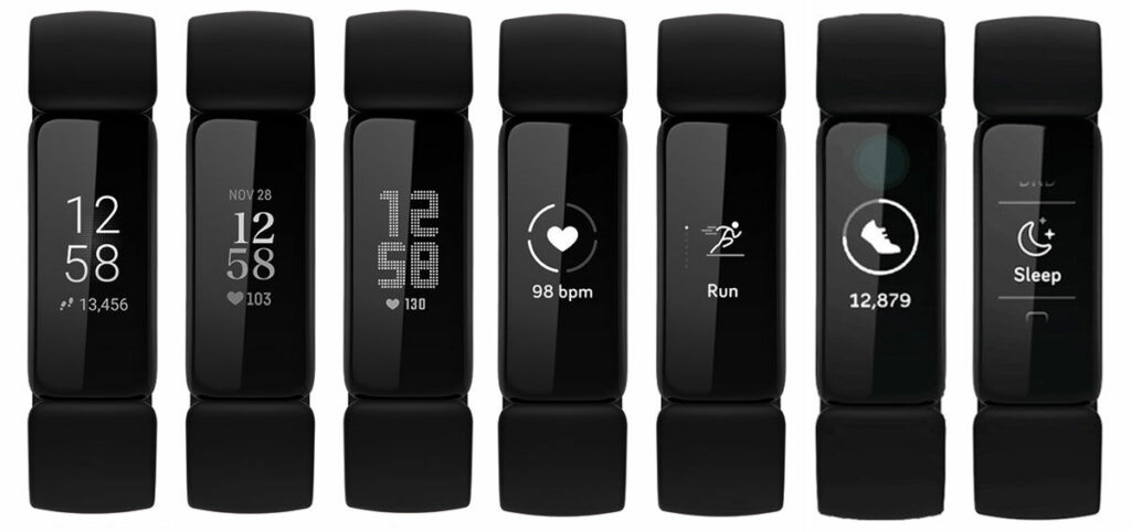 Beste activity trackers van 2021 - Fitbit Inspire 2 display met instellingen en gezondheidsmetingen